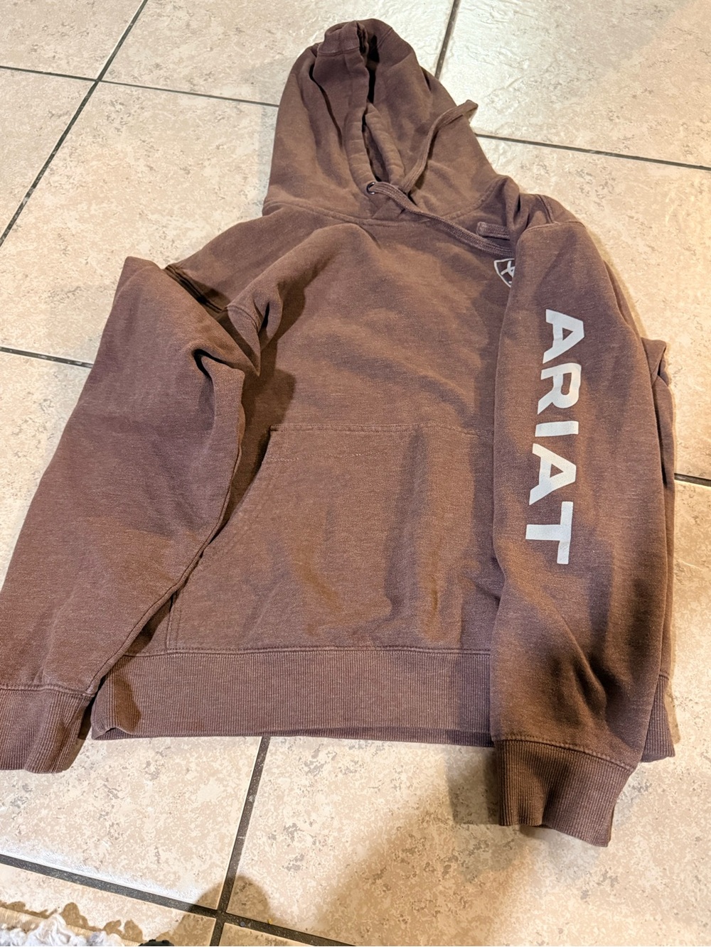 Ariat Chocolate Brown Hoodie with Sleeve ARIAT Logo